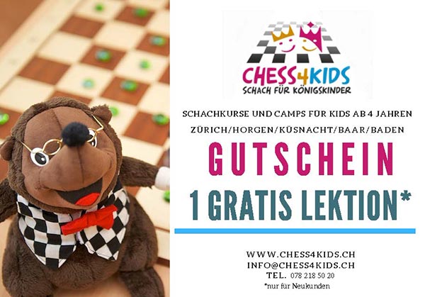 Gutschein für eine Gratis Lektion bei Chess4Kids