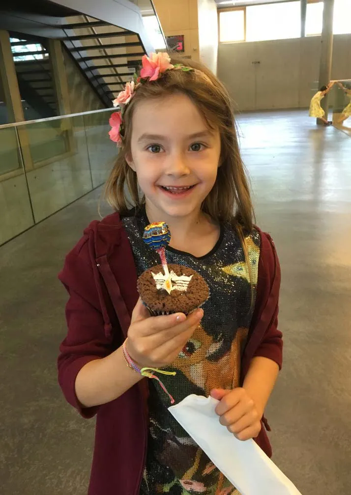 Girl with birthday muffin